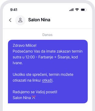 Prikaz SMS podsetnika u Sveski