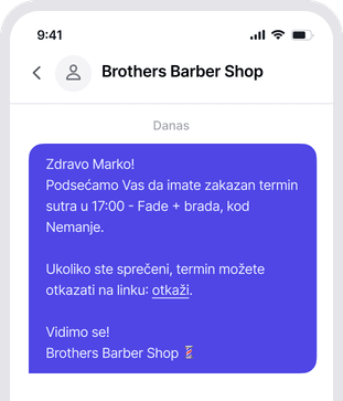 Prikaz SMS podsetnika u Sveski