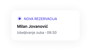 Nova rezervacija: Milan Jovanović — Kontrola implanta, 11:00