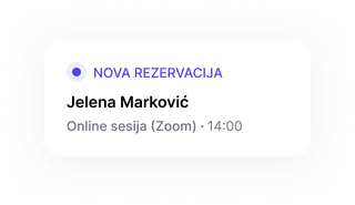 Nova rezervacija: Marija Jovanović — Nedeljna sesija, uživo, 17:00