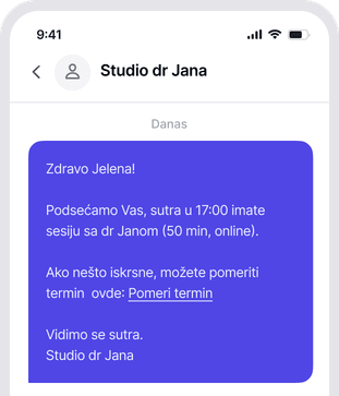 Prikaz zakazivanja i otkazivanja u Sveski